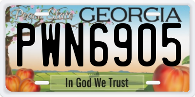 GA license plate PWN6905