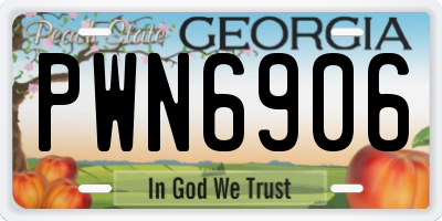 GA license plate PWN6906