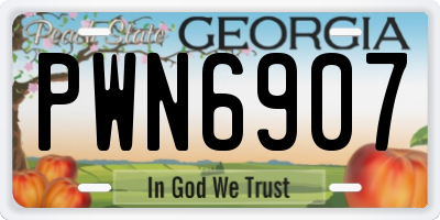 GA license plate PWN6907
