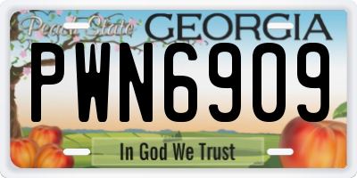 GA license plate PWN6909