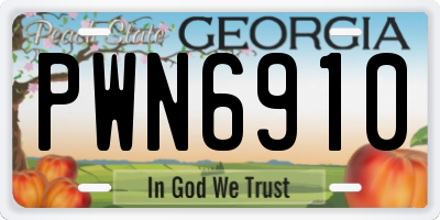 GA license plate PWN6910