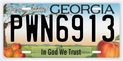 GA license plate PWN6913
