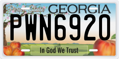 GA license plate PWN6920