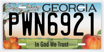 GA license plate PWN6921
