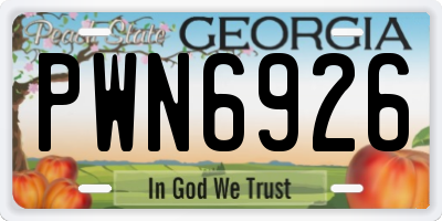 GA license plate PWN6926