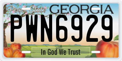 GA license plate PWN6929