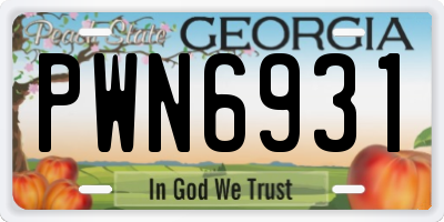 GA license plate PWN6931