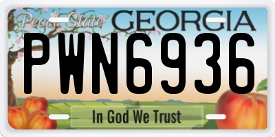 GA license plate PWN6936