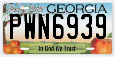 GA license plate PWN6939