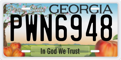 GA license plate PWN6948