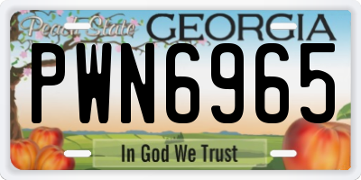 GA license plate PWN6965
