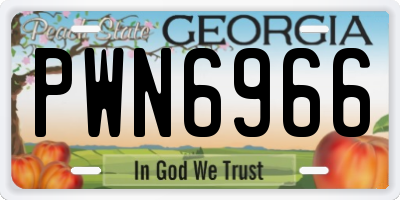 GA license plate PWN6966