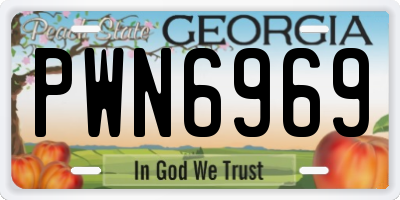 GA license plate PWN6969