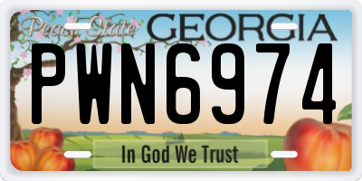 GA license plate PWN6974