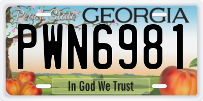 GA license plate PWN6981