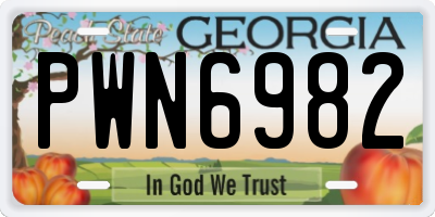 GA license plate PWN6982