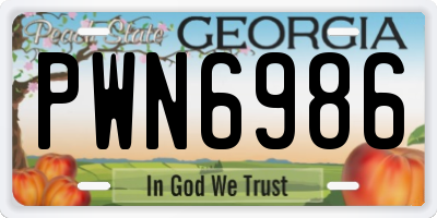 GA license plate PWN6986