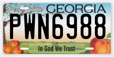 GA license plate PWN6988