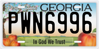 GA license plate PWN6996