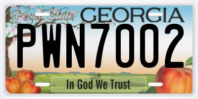 GA license plate PWN7002