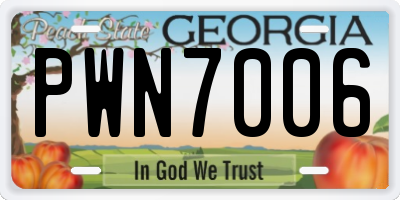 GA license plate PWN7006