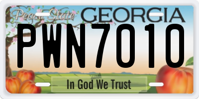 GA license plate PWN7010