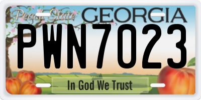 GA license plate PWN7023