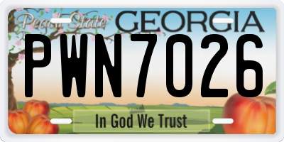 GA license plate PWN7026