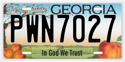 GA license plate PWN7027