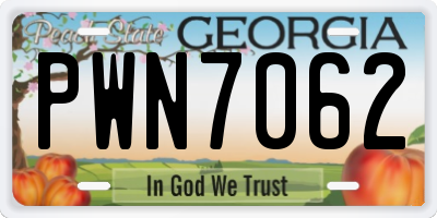 GA license plate PWN7062