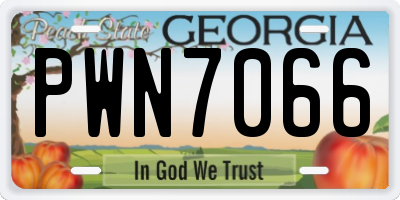 GA license plate PWN7066
