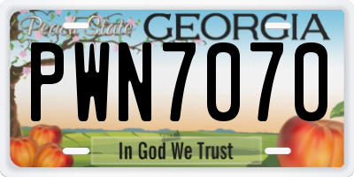 GA license plate PWN7070
