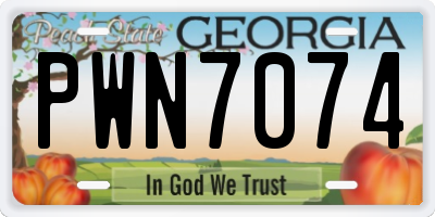 GA license plate PWN7074