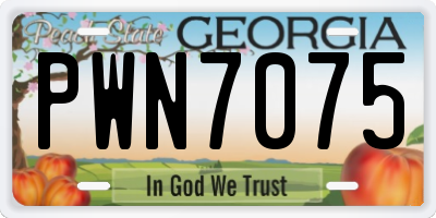 GA license plate PWN7075