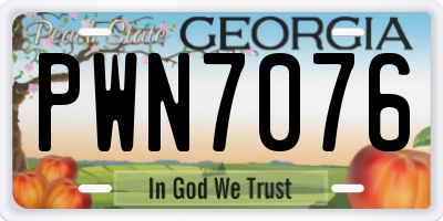 GA license plate PWN7076