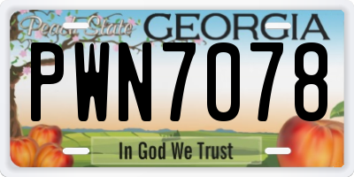 GA license plate PWN7078