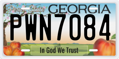 GA license plate PWN7084