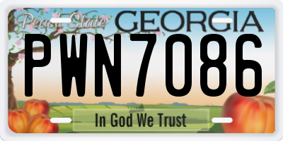 GA license plate PWN7086