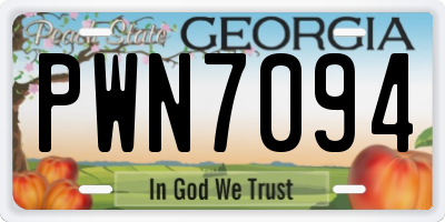 GA license plate PWN7094