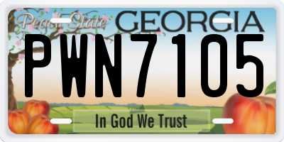 GA license plate PWN7105