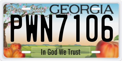 GA license plate PWN7106