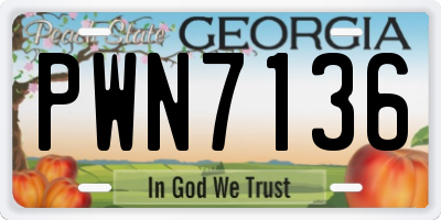 GA license plate PWN7136