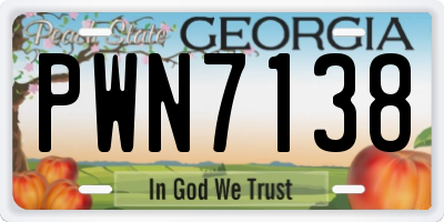 GA license plate PWN7138
