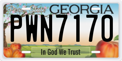 GA license plate PWN7170