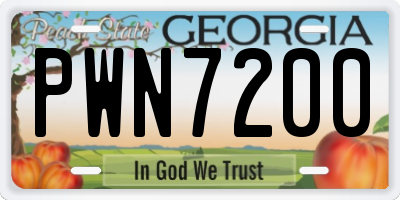 GA license plate PWN7200