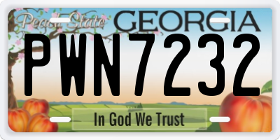 GA license plate PWN7232
