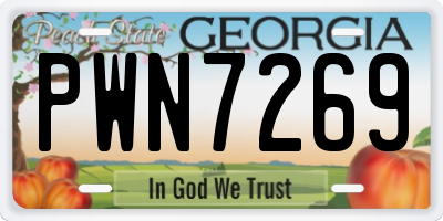 GA license plate PWN7269