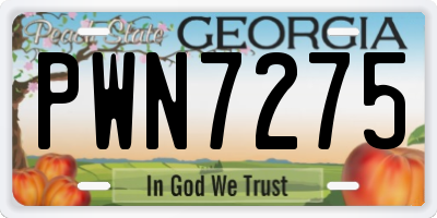 GA license plate PWN7275