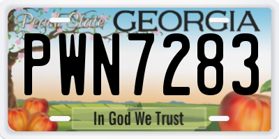 GA license plate PWN7283