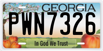 GA license plate PWN7326